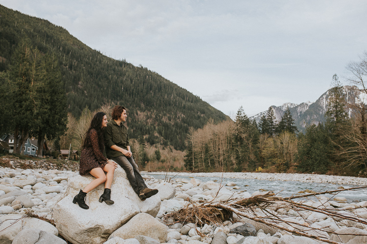 Engagement photos by the river near Seattle, WA