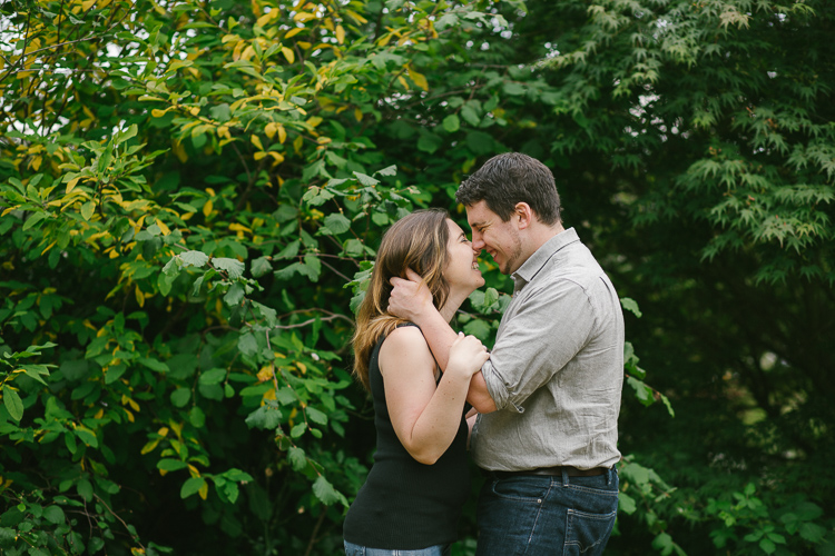 Romantic & Fun engagement shot in West Seattle in Old Growth Forest in Schmitz Park